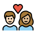 couple with heart: person, person, light skin tone, medium-light skin tone on OpenMoji