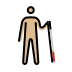 person with white cane facing right: medium-light skin tone on OpenMoji