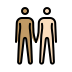 people holding hands: medium skin tone, light skin tone on OpenMoji