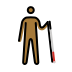 person with white cane facing right: medium-dark skin tone on OpenMoji