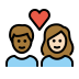 couple with heart: person, person, medium-dark skin tone, light skin tone on OpenMoji