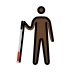 person with white cane: dark skin tone on OpenMoji