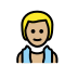 man in steamy room: medium-light skin tone on OpenMoji