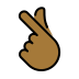 hand with index finger and thumb crossed: medium-dark skin tone on OpenMoji