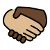 handshake: medium-light skin tone, dark skin tone on OpenMoji