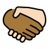 handshake: medium-dark skin tone, light skin tone on OpenMoji