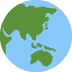 globe showing Asia-Australia on Twitter/X