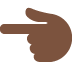 backhand index pointing left: dark skin tone on Twitter/X