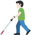 man with white cane: light skin tone on Twitter/X