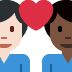couple with heart: man, man, light skin tone, dark skin tone on Twitter/X