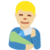 man feeding baby: medium-light skin tone on Twitter/X