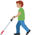man with white cane: medium skin tone on Twitter/X