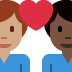 couple with heart: man, man, medium skin tone, dark skin tone on Twitter/X