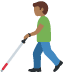 man with white cane: medium-dark skin tone on Twitter/X