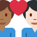 couple with heart: man, man, medium-dark skin tone, light skin tone on Twitter/X
