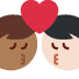kiss: man, man, medium-dark skin tone, light skin tone on Twitter/X