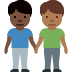 men holding hands: dark skin tone, medium-dark skin tone on Twitter/X