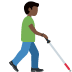 man with white cane facing right: dark skin tone on Twitter/X