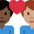 couple with heart: man, man, dark skin tone, medium skin tone on Twitter/X