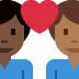 couple with heart: man, man, dark skin tone, medium-dark skin tone on Twitter/X