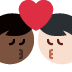 kiss: man, man, dark skin tone, light skin tone on Twitter/X