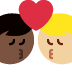 kiss: man, man, dark skin tone, medium-light skin tone on Twitter/X