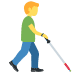 man with white cane facing right on Twitter/X