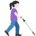 woman with white cane facing right: light skin tone on Twitter/X