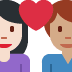 couple with heart: woman, man, light skin tone, medium skin tone on Twitter/X