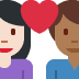 couple with heart: woman, man, light skin tone, medium-dark skin tone on Twitter/X