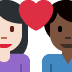couple with heart: woman, man, light skin tone, dark skin tone on Twitter/X