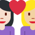 couple with heart: woman, woman, light skin tone, medium-light skin tone on Twitter/X