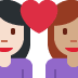 couple with heart: woman, woman, light skin tone, medium skin tone on Twitter/X