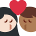kiss: woman, man, light skin tone, medium-dark skin tone on Twitter/X