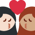 kiss: woman, woman, light skin tone, medium skin tone on Twitter/X
