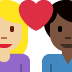 couple with heart: woman, man, medium-light skin tone, dark skin tone on Twitter/X