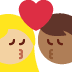 kiss: woman, man, medium-light skin tone, medium-dark skin tone on Twitter/X