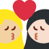 kiss: woman, woman, medium-light skin tone, light skin tone on Twitter/X