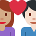 couple with heart: woman, man, medium skin tone, light skin tone on Twitter/X