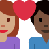 couple with heart: woman, man, medium skin tone, dark skin tone on Twitter/X