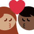 kiss: woman, man, medium skin tone, dark skin tone on Twitter/X