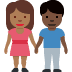 woman and man holding hands: medium-dark skin tone, dark skin tone on Twitter/X
