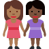 women holding hands: medium-dark skin tone, dark skin tone on Twitter/X