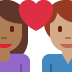 couple with heart: woman, man, medium-dark skin tone, medium skin tone on Twitter/X