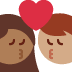 kiss: woman, man, medium-dark skin tone, medium skin tone on Twitter/X