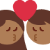 kiss: woman, man, medium-dark skin tone on Twitter/X