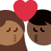 kiss: woman, man, medium-dark skin tone, dark skin tone on Twitter/X