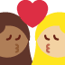 kiss: woman, woman, medium-dark skin tone, medium-light skin tone on Twitter/X