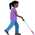 woman with white cane facing right: dark skin tone on Twitter/X