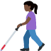 woman with white cane: dark skin tone on Twitter/X